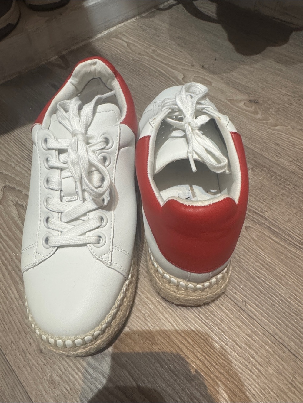 White and Red Women's Casual Espadrille Sneakers